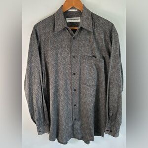 Jhane Barnes Men's Button-Up Shirt Geometric Gray Cotton Long Sleeve M Japan EUC